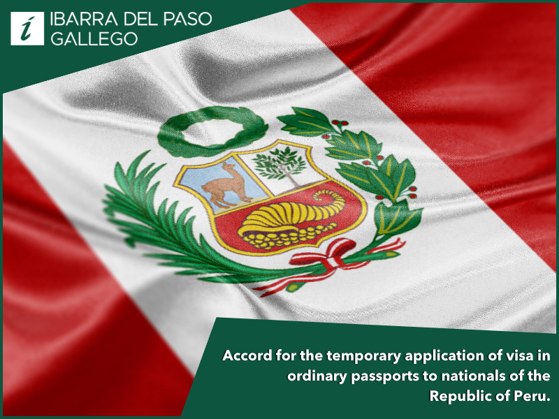 Accord for the temporary application of visa in ordinary passports to nationals of the Republic of Peru Post (1)